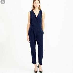 J. Crew Navy Sleeveless V-Neck Jumpsuit